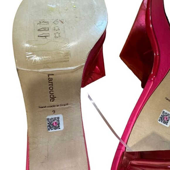 Revolve Larroude Jenn Pink Lucite Chunky Block Heel Sandals - Picture 10 of 13